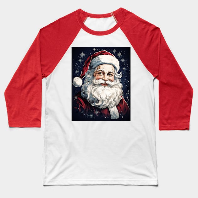 Vintage Retro Santa Claus Baseball T-Shirt by AI Art Originals